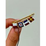 Collectors- 18ct Gold Enamel Multi Flag Brooch - Benzie Cowes