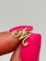 Sweet Gold and Diamond M Initial Pendant