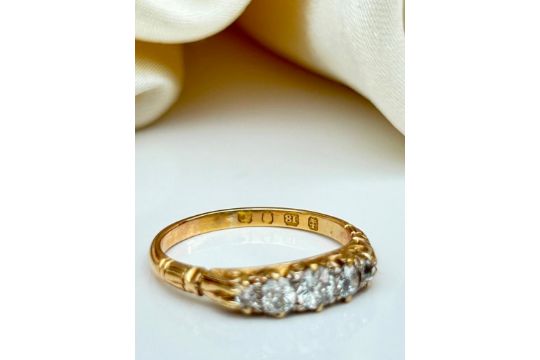 18ct Yellow Gold Diamond 5 Stone Ring - 65pts - Image 7 of 8