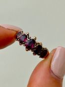 Antique Amethyst Half Hoop Ring in 9ct Gold