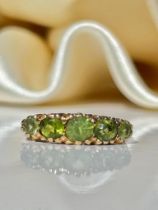 Sweet 9ct Yellow Gold Peridot 5 Stone Ring