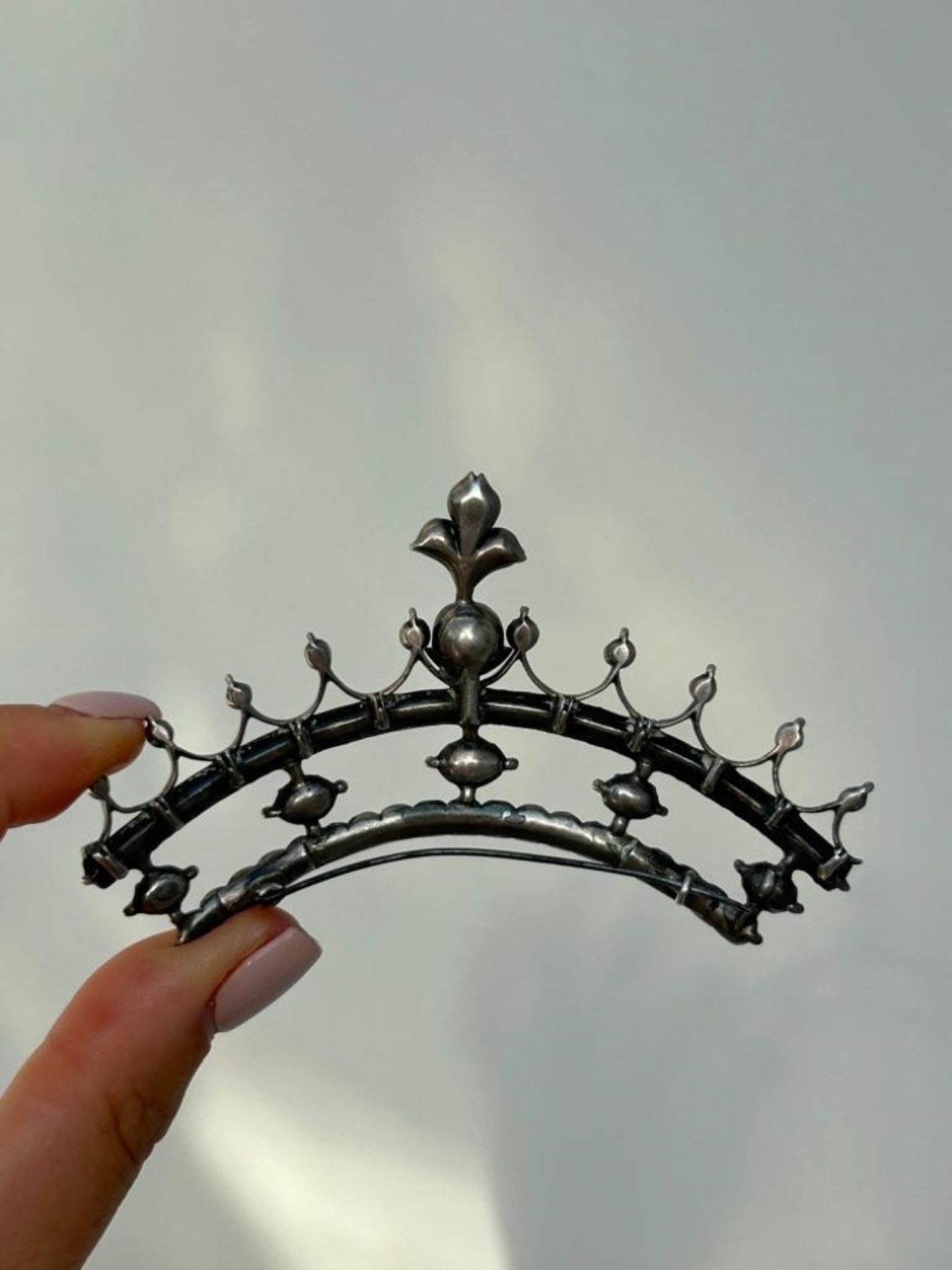 Georgian Era Black Dot Paste Large Silver Tiara Brooch - Image 4 of 4