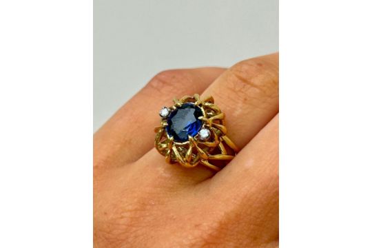 Vintage 18ct Yellow Gold Sapphire and Diamond Ring Band - Image 3 of 7