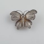 Vintage-Schmetterlingsbrosche - filigrane Ajourarbeit aus Silberdraht, ca. 3,7x 5,2 cm, Gewicht ca.