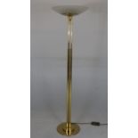Vintage-Stehlampe - Messing, poliert, Deckenstrahler mit Halogenlampe, über rundem Stand Schaft aus