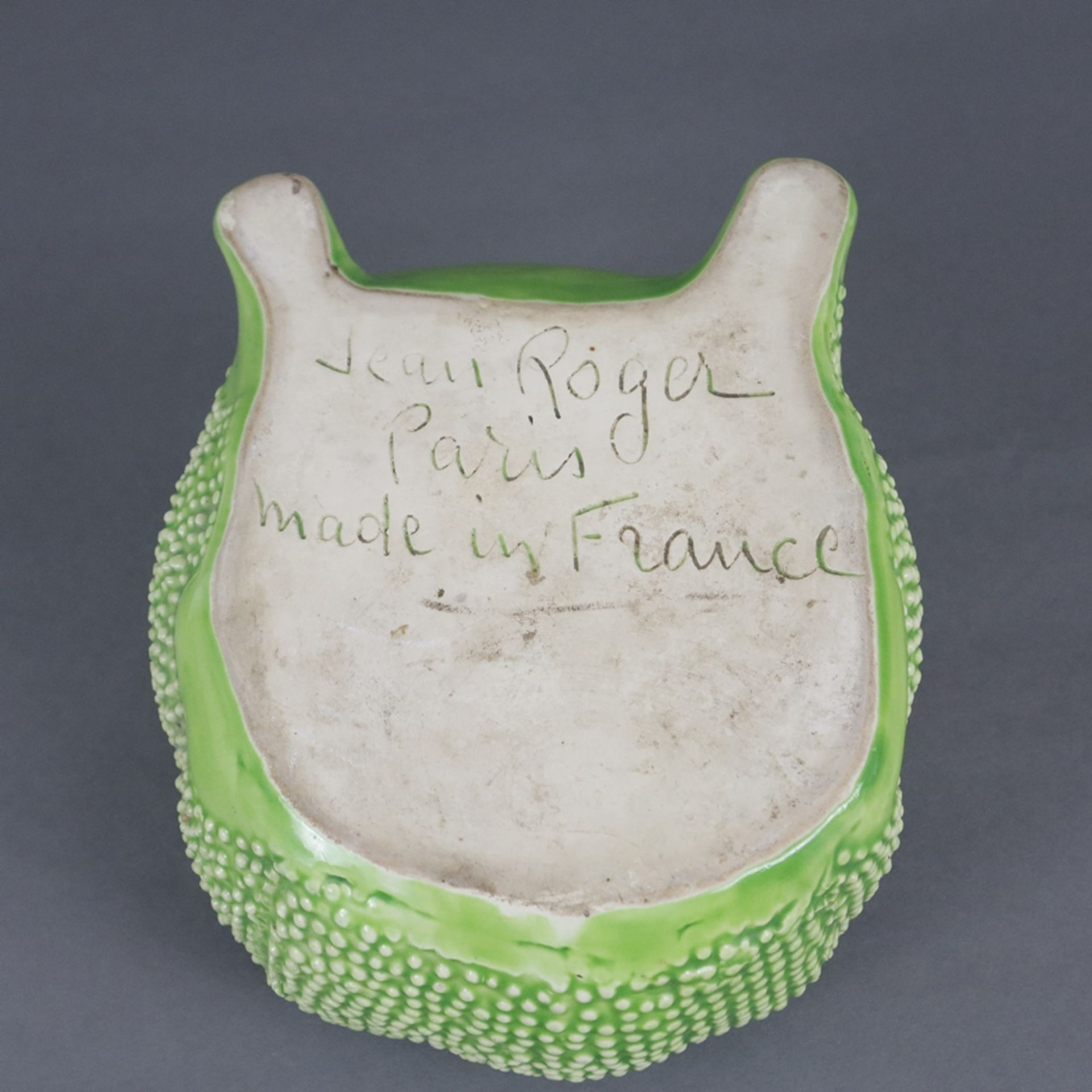 Roger, Jean (XX/XXI, französischer Keramikkünstler) - Übertopf in Froschform, Keramik, grün und sch - Image 6 of 7