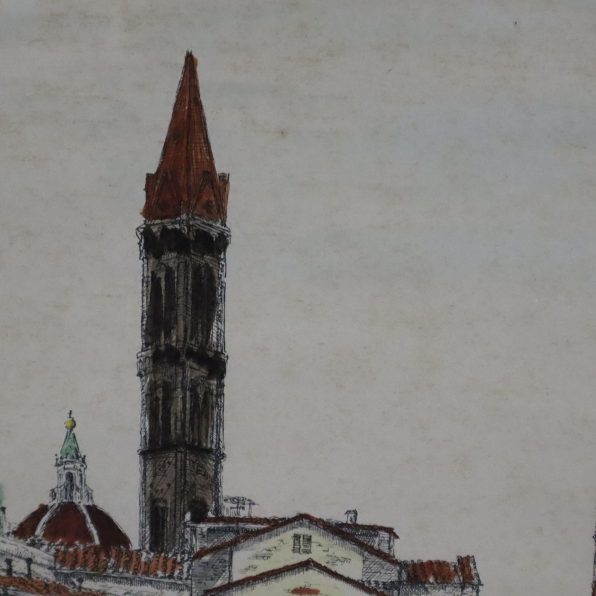 Unbekannte/r Künstler/in 20.Jh. - "Florence. S. Firenze Square", Mischtechnik auf Papier, unten rec - Image 6 of 8