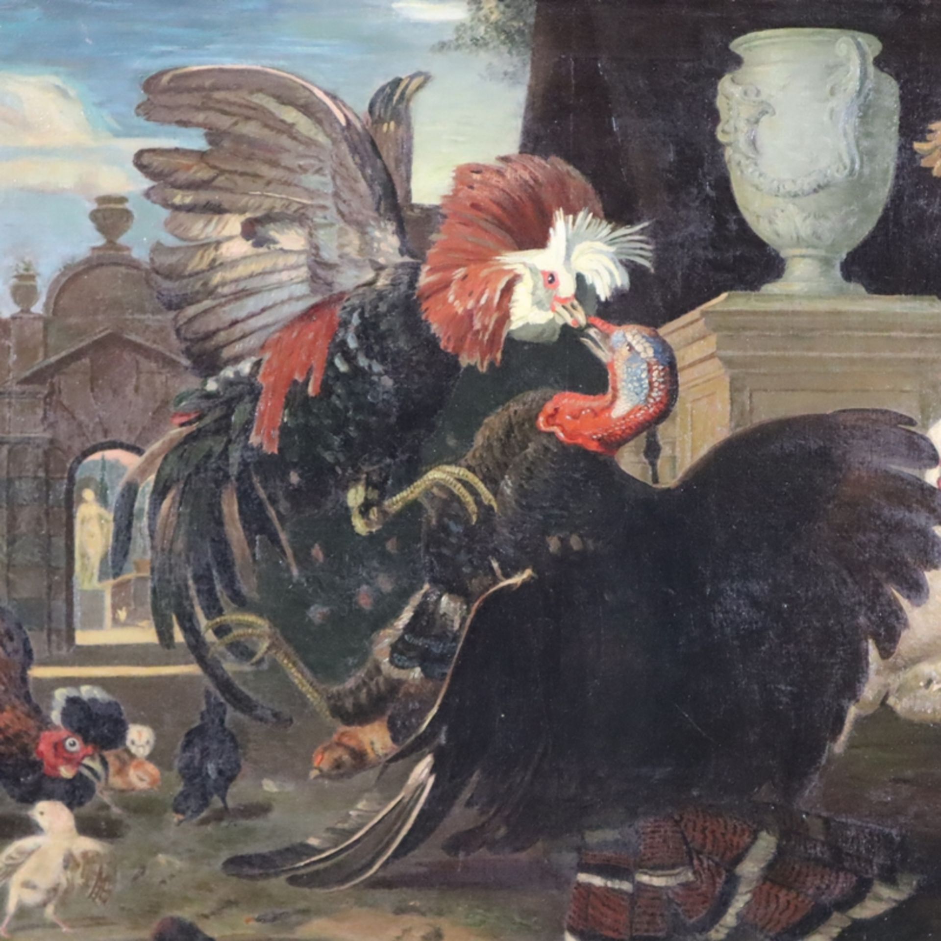 Unbekannte/r Künstler/in -um 1900- Kampf zwischen Hahn und Truthahn, nach dem gleichnamigen Gemälde - Bild 3 aus 13