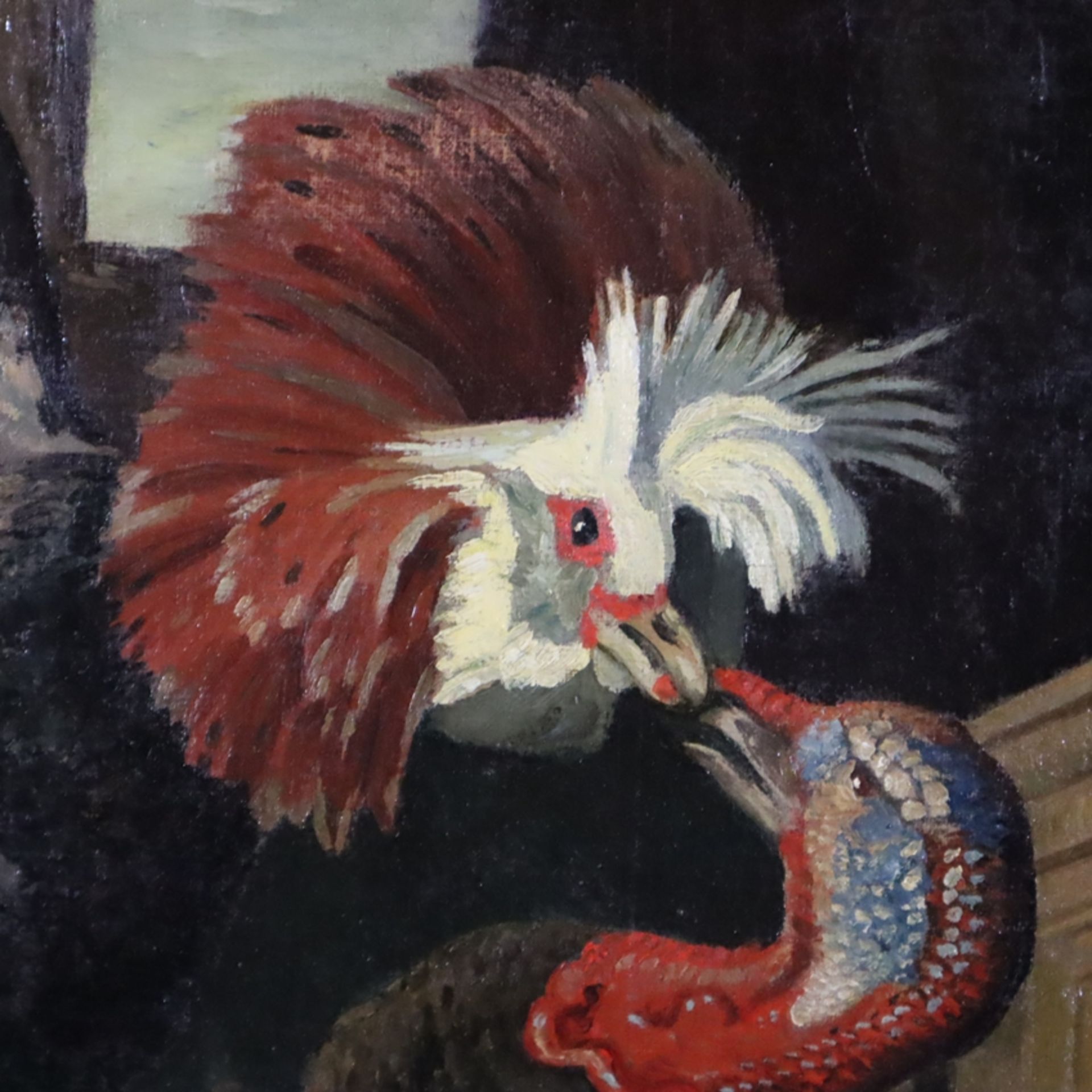 Unbekannte/r Künstler/in -um 1900- Kampf zwischen Hahn und Truthahn, nach dem gleichnamigen Gemälde - Bild 6 aus 13