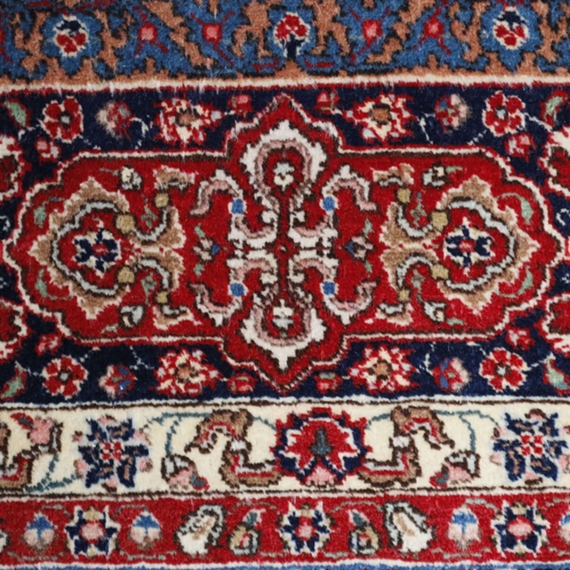 Großer Täbriz-Teppich - Persien, Wolle, dunkelblaugrundiges Innenfeld, ornamentaler Dekor mit flora - Bild 9 aus 10
