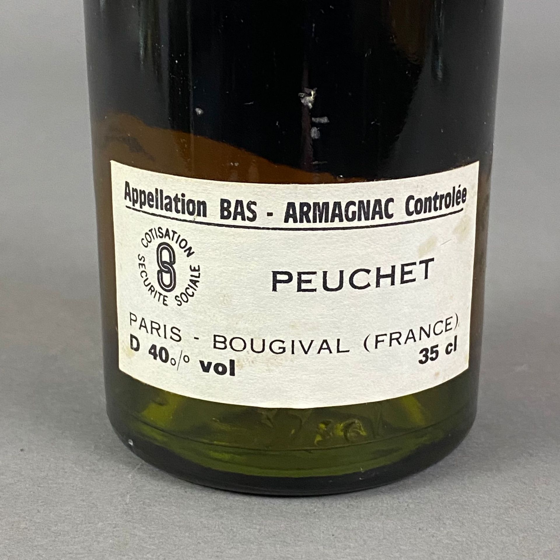 Armagnac - Appelation BAS, Peuchet, 35 cl, 40%, Etikett und Kapsel stark beschädigt - Image 5 of 5