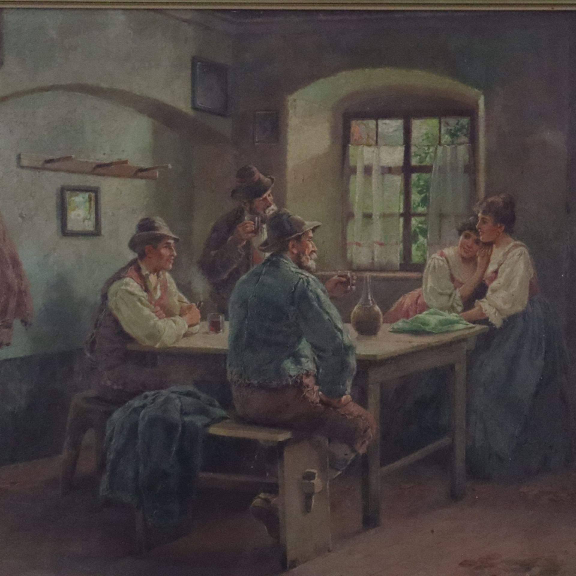 Höger, Rudolf Alfred (1877 Prostejov - 1930 Wien) - In der Weinstube, Öl auf Leinwand, unten links  - Bild 3 aus 10