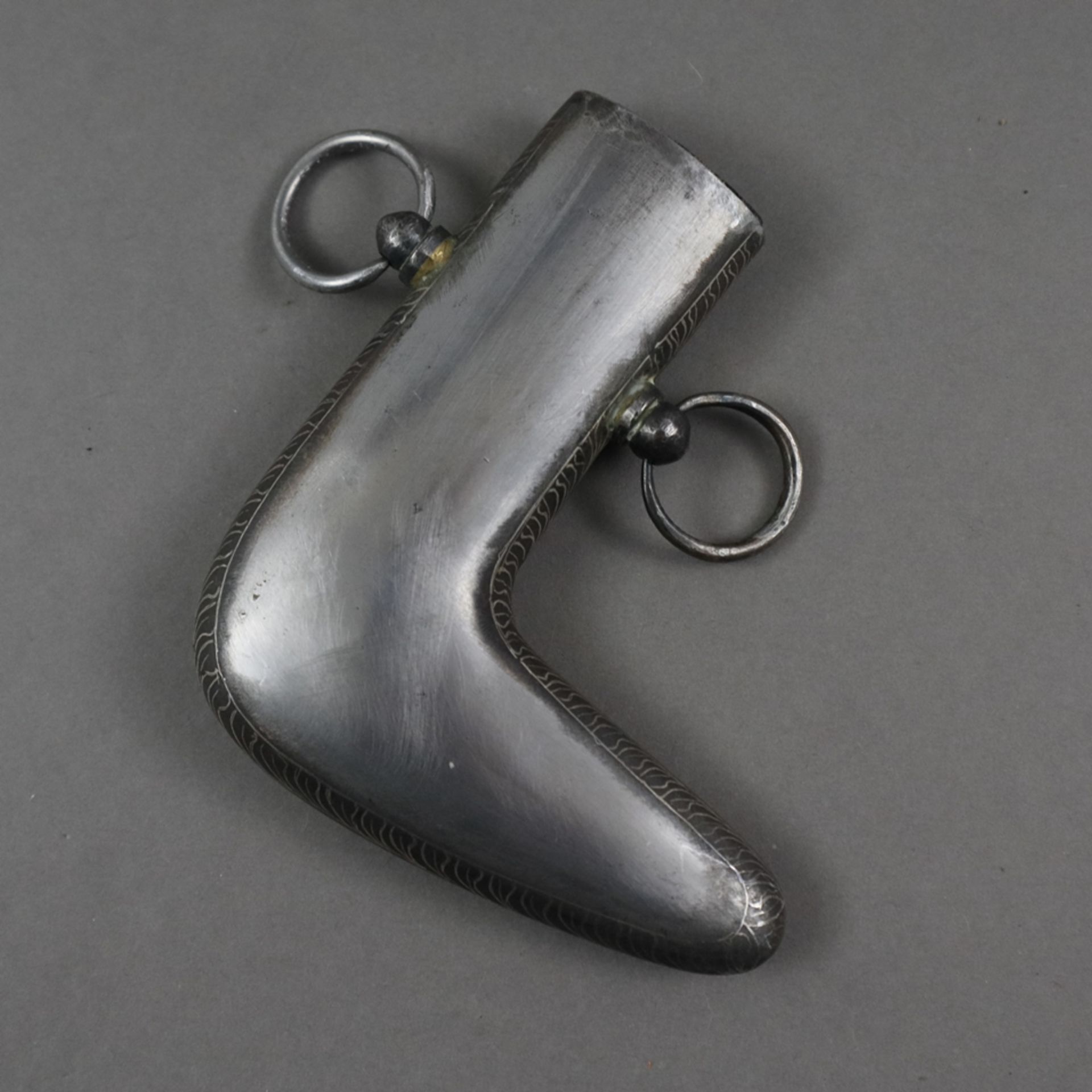 Silbertauschierter Eisen-Khanjar /-Jambyia - Indien 19./20.Jh., geschwungene zweischneidige Klinge - Image 5 of 6