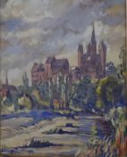 Unbekannte/r Künstler/in (20.Jh.) - Blick auf Limburg an der Lahn, 1943, Mischtechnik auf Papier, u