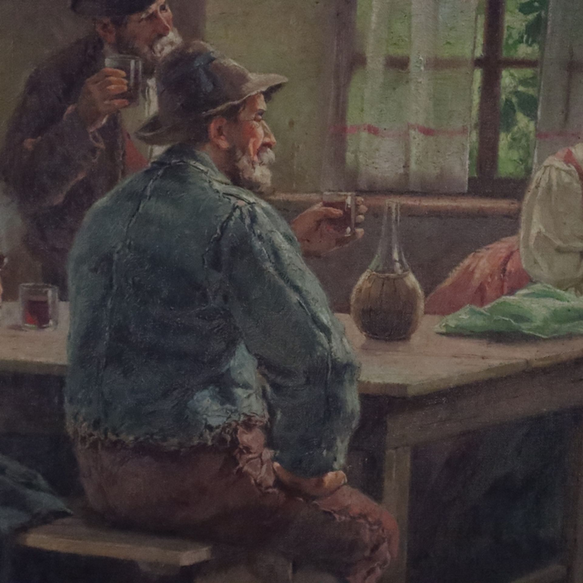 Höger, Rudolf Alfred (1877 Prostejov - 1930 Wien) - In der Weinstube, Öl auf Leinwand, unten links  - Bild 5 aus 10