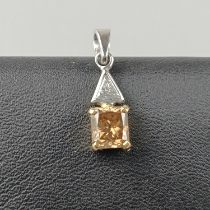 Diamantanhänger von über 1 Karat - Weiß-/ Gelbgold 750/000 (18K), rechteckiger Anhänger besetzt mit