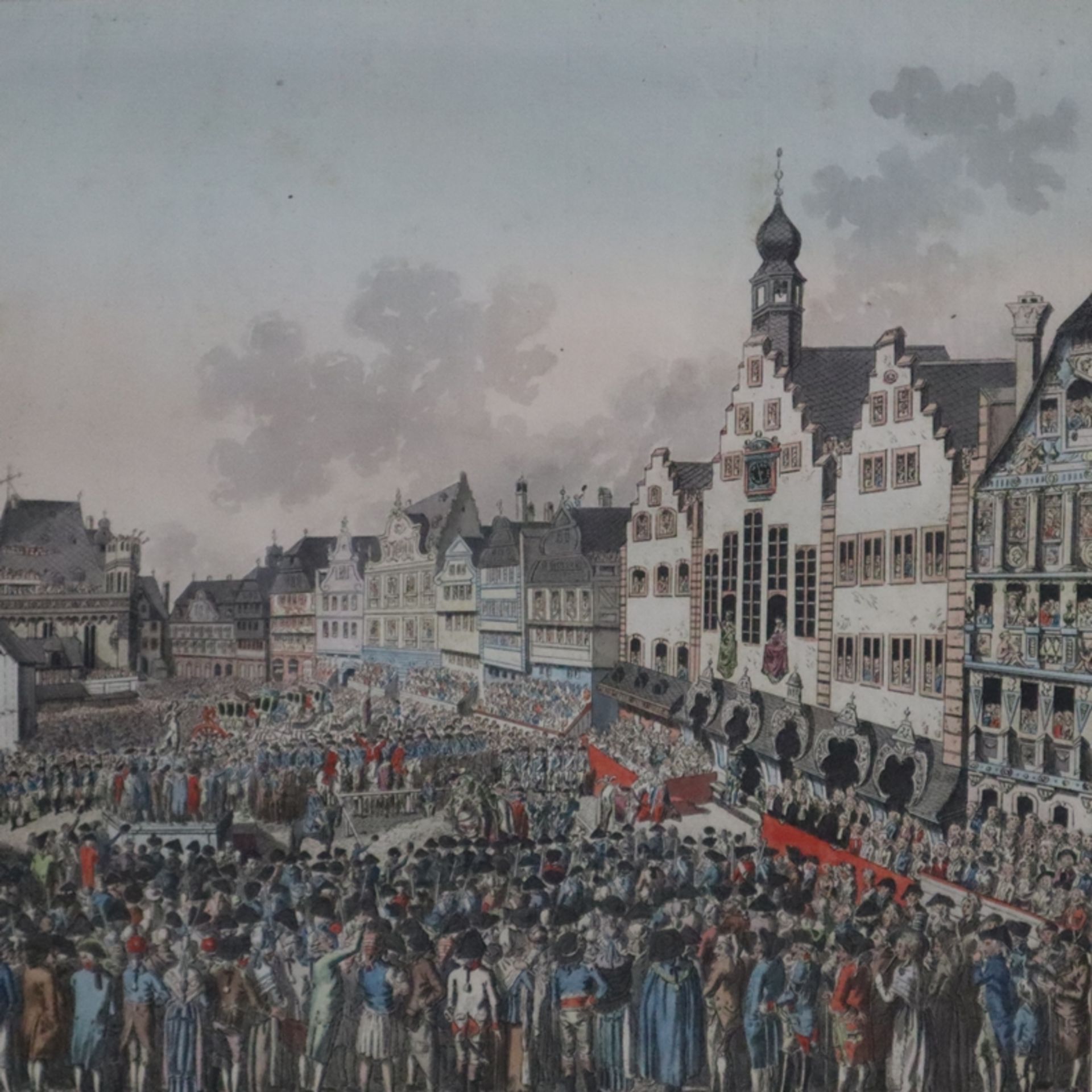 Kaiserkrönung Leopolds II. in Frankfurt am Main - "Der Roemerberg in Frankfurt am Main Am Krönungst - Bild 4 aus 12