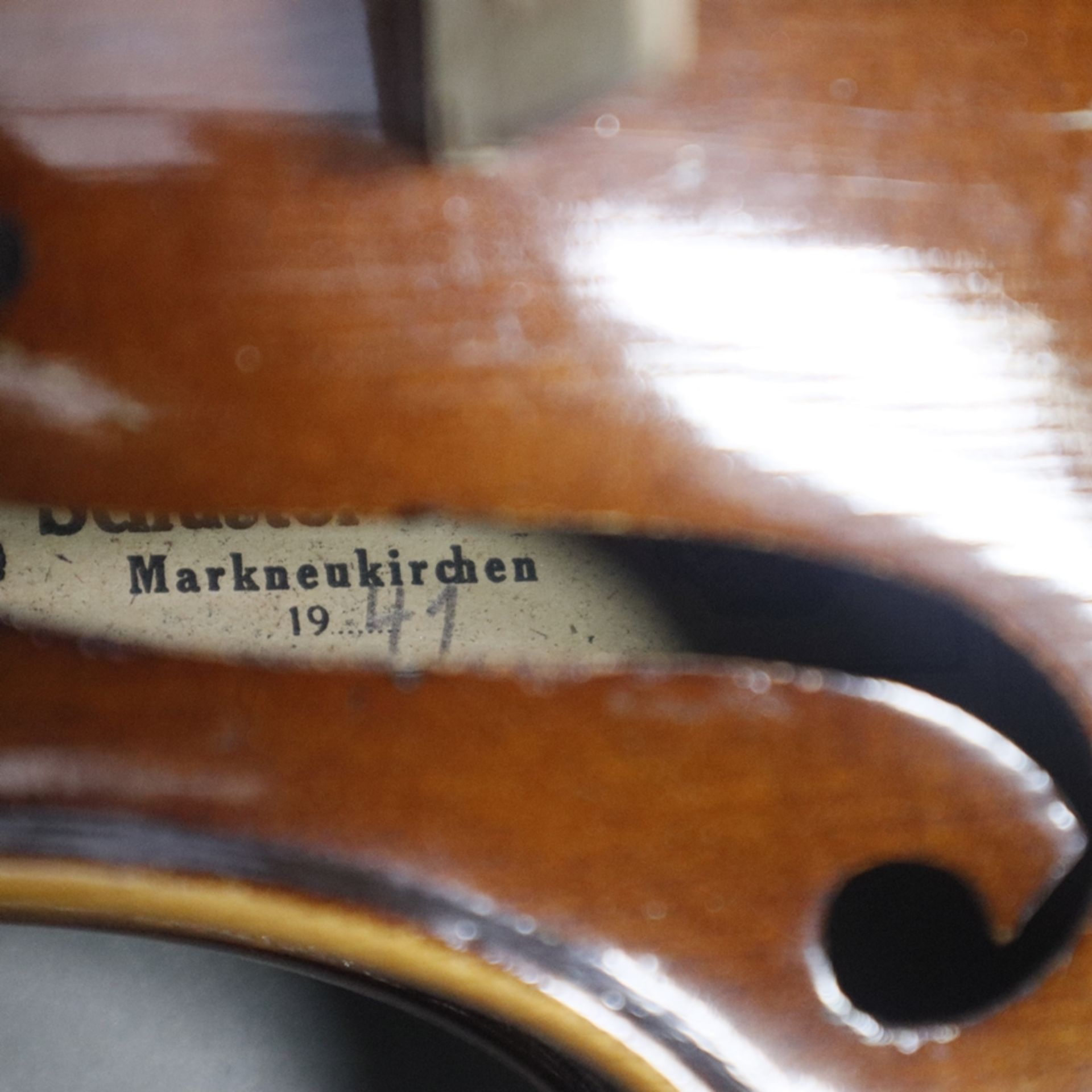 Alte deutsche Geige - 4/4 Größe, Schuster und Co, Markneuenkirchen, Baujahr 1941, auf  - Bild 11 aus 13