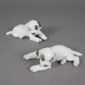 Zwei Hundewelpen - Rosenthal, Porzellan, sparsame Unterglasurbemalung, Entwurf: Theodor Kärner 1930