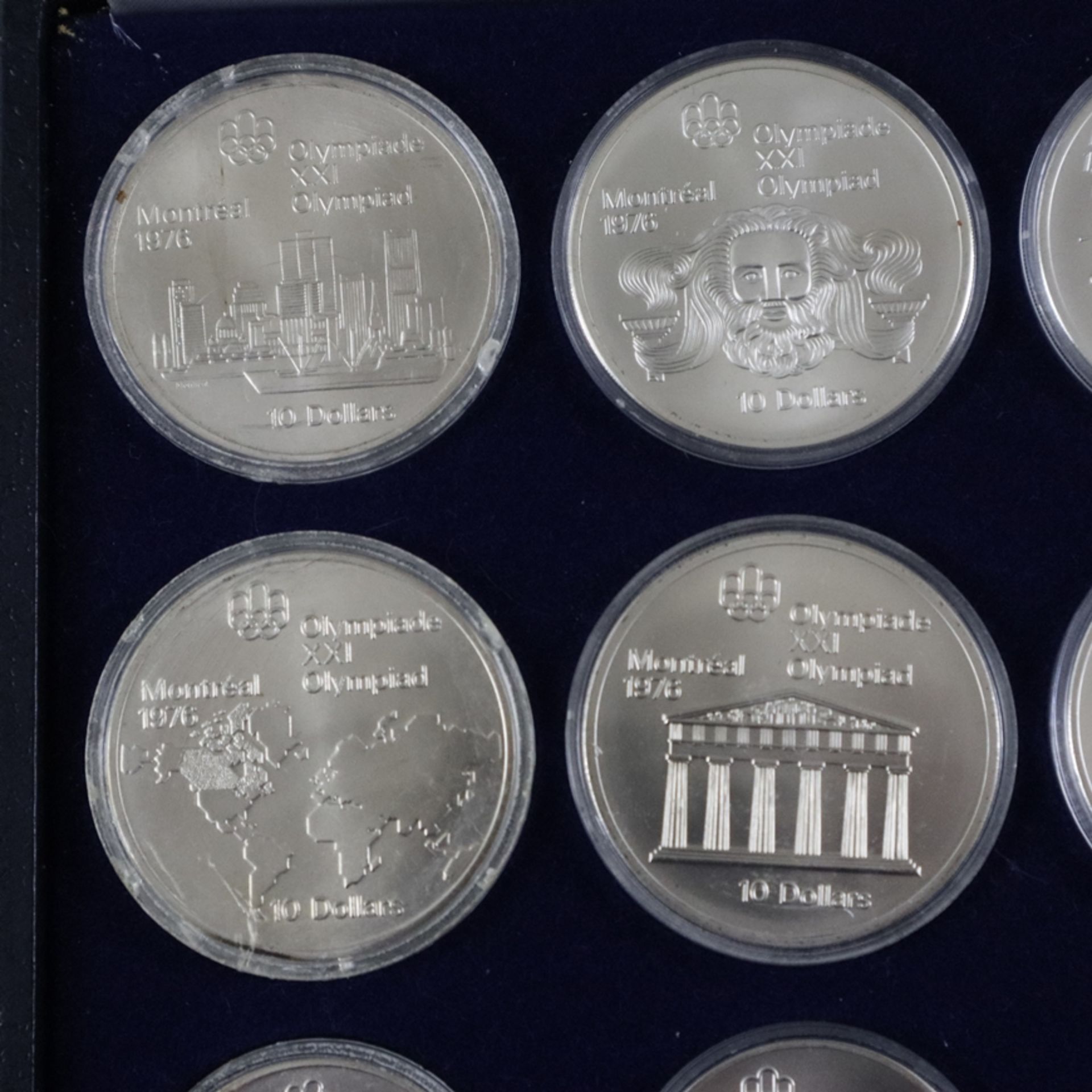 Olympia-Münzenset - 925/000 Silber, Olympische Spiele 1976 in Montreal, Kanada, komplette Serie von - Image 2 of 7