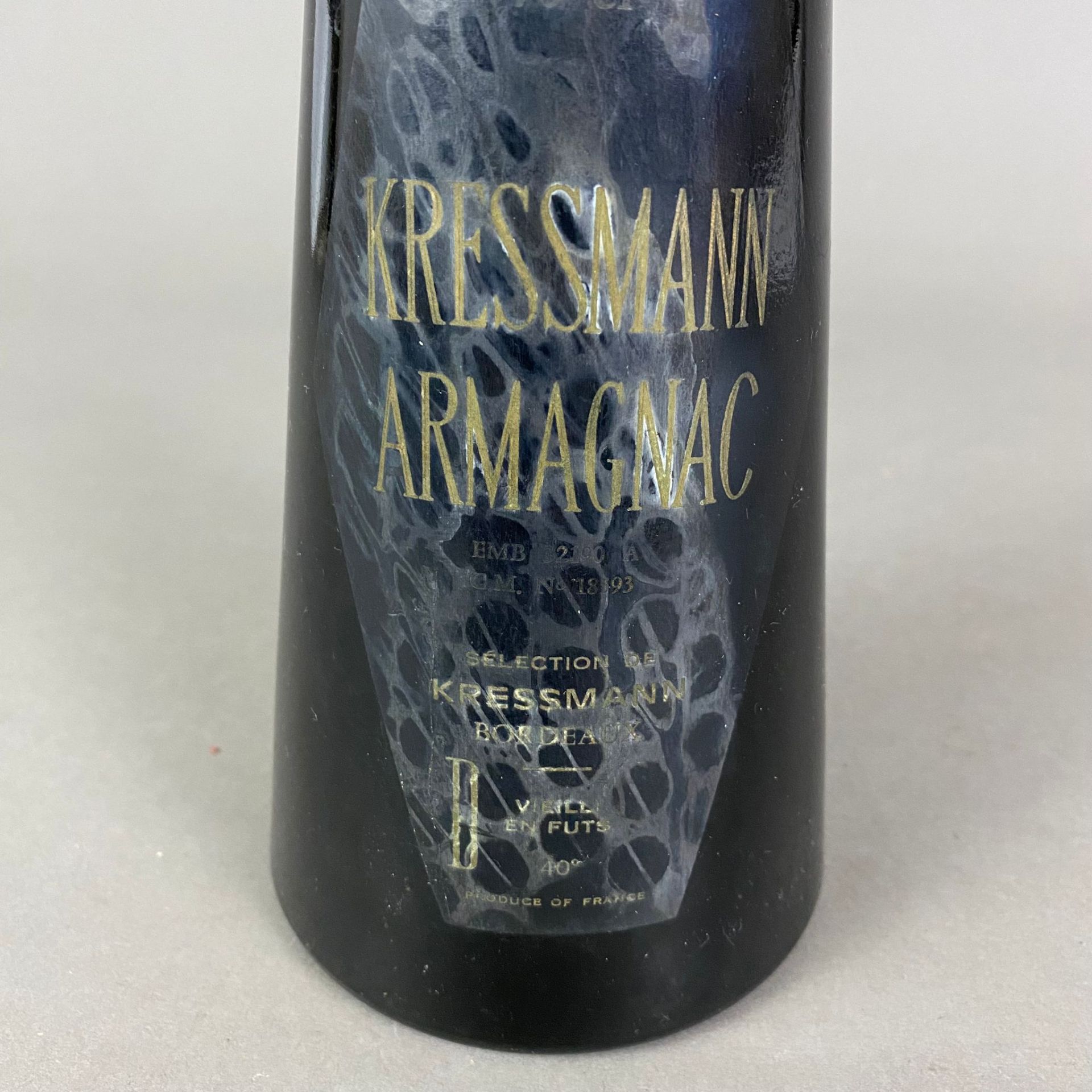 Armagnac - Kressmann 1933, abgefüllt 2000, 70 cl, 40%, Etikett verschmutzt, teilweise unleserlich - Bild 3 aus 4