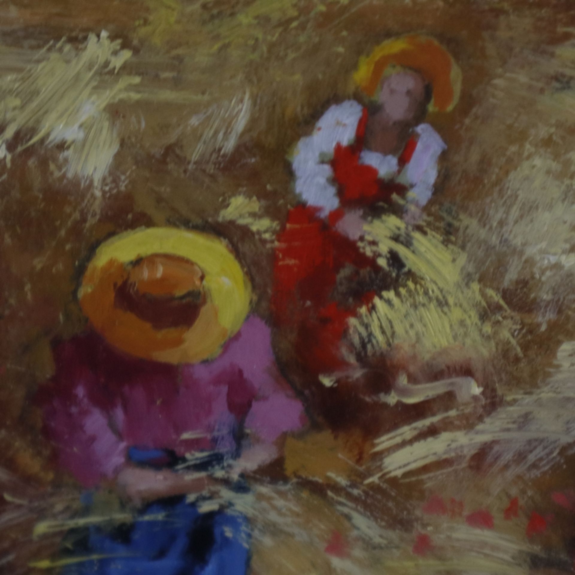 Gianello, Mario (* 1935 in Bologna) - Bei der Ernte, Öl auf Holzfaserplatte, unten rechts signiert  - Bild 7 aus 10