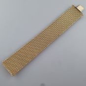 Manschettenarmband - Gelbgold 585/000 (14K), gestempelt, breites Band aus geschmeidigem Goldgeflech