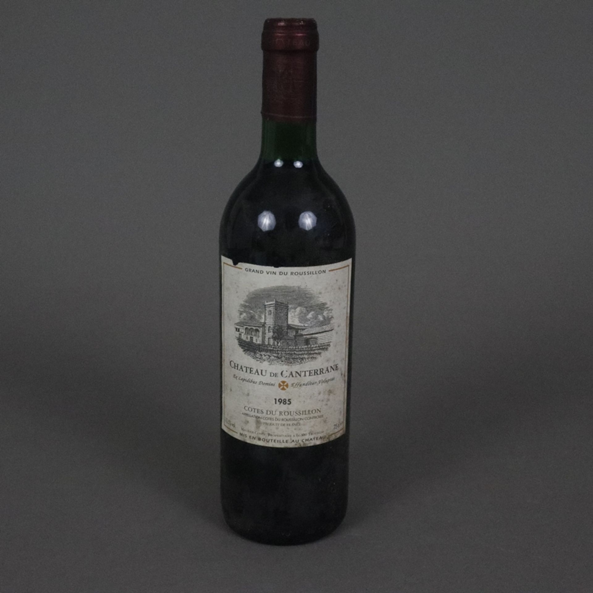 Wein - 1985 Château De Canterrane Côtes du Roussillon, France, Füllstand: Top Shoulder, 750 ml