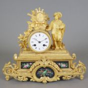 Prunkvolle Pendule - Frankreich um 1860, Gehäuse aus galvanisch vergoldetem Zinkguß, reich reliefie