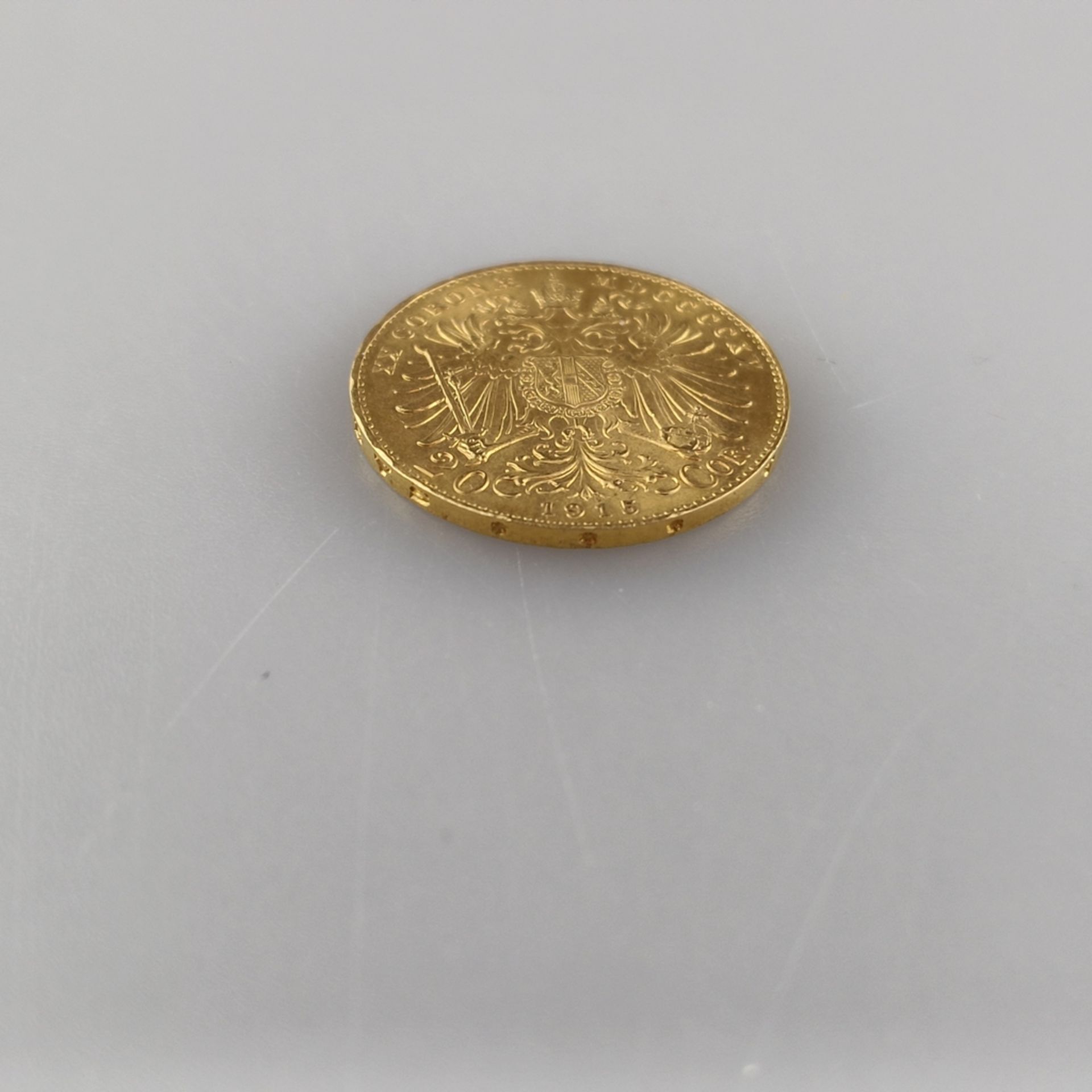 Goldmünze 20 Goldkronen 1915 - Österreich, Kaiser Franz Joseph I, Revers: österreichischer Wappenad - Image 3 of 3