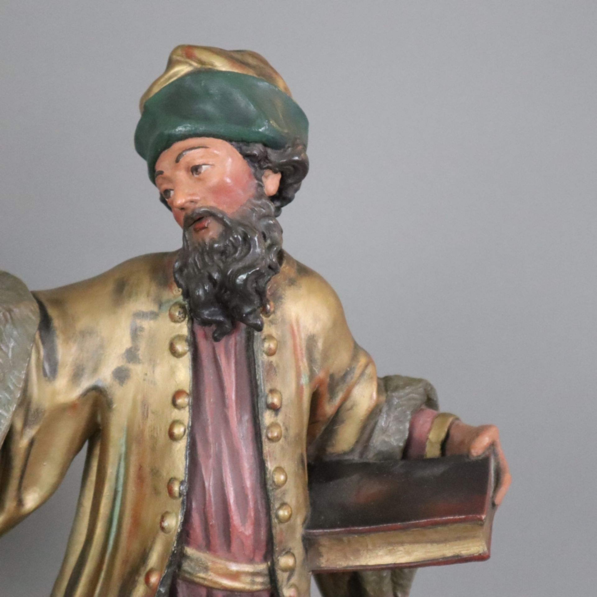 Zwei Figuren "Kosmas und Damian" - 20. Jh., Kunstguss, polychrom gefasst, Museumsreplikate, Darstel - Image 10 of 13