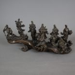 Figurengruppe „Dia acht Unsterblichem bei der Überquerung des Meeres“ - China, Bronzelegierung pati
