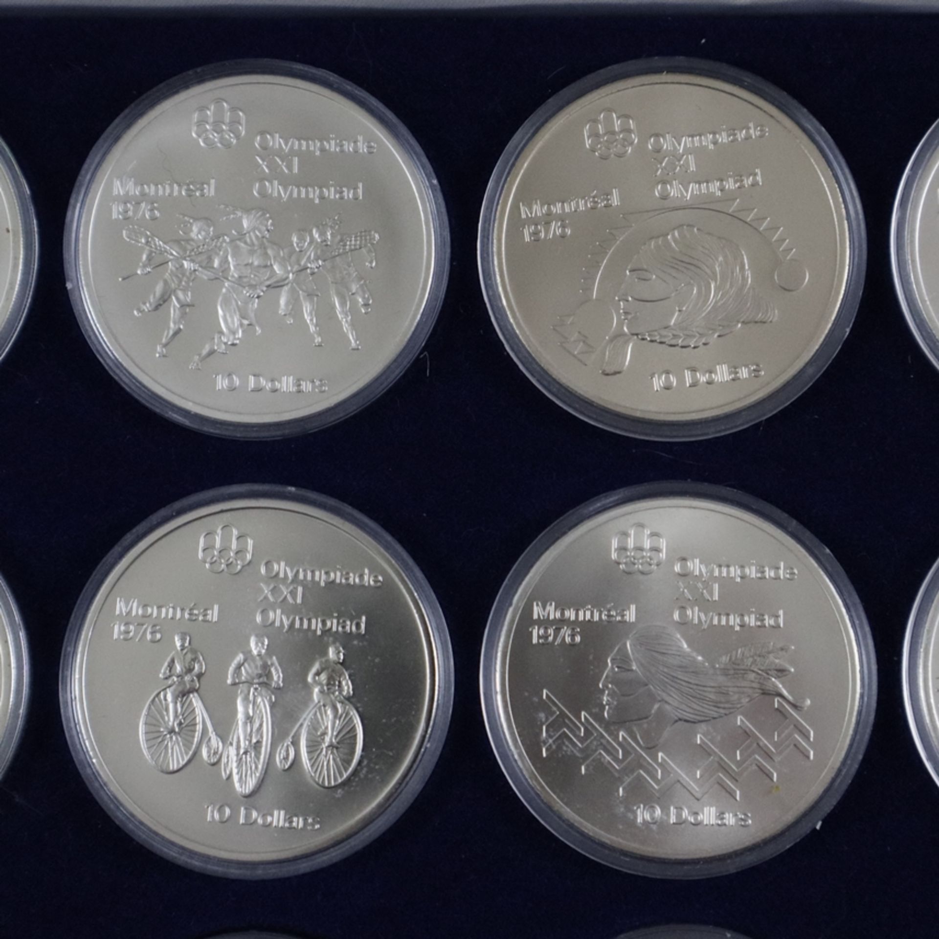 Olympia-Münzenset - 925/000 Silber, Olympische Spiele 1976 in Montreal, Kanada, komplette Serie von - Image 5 of 7