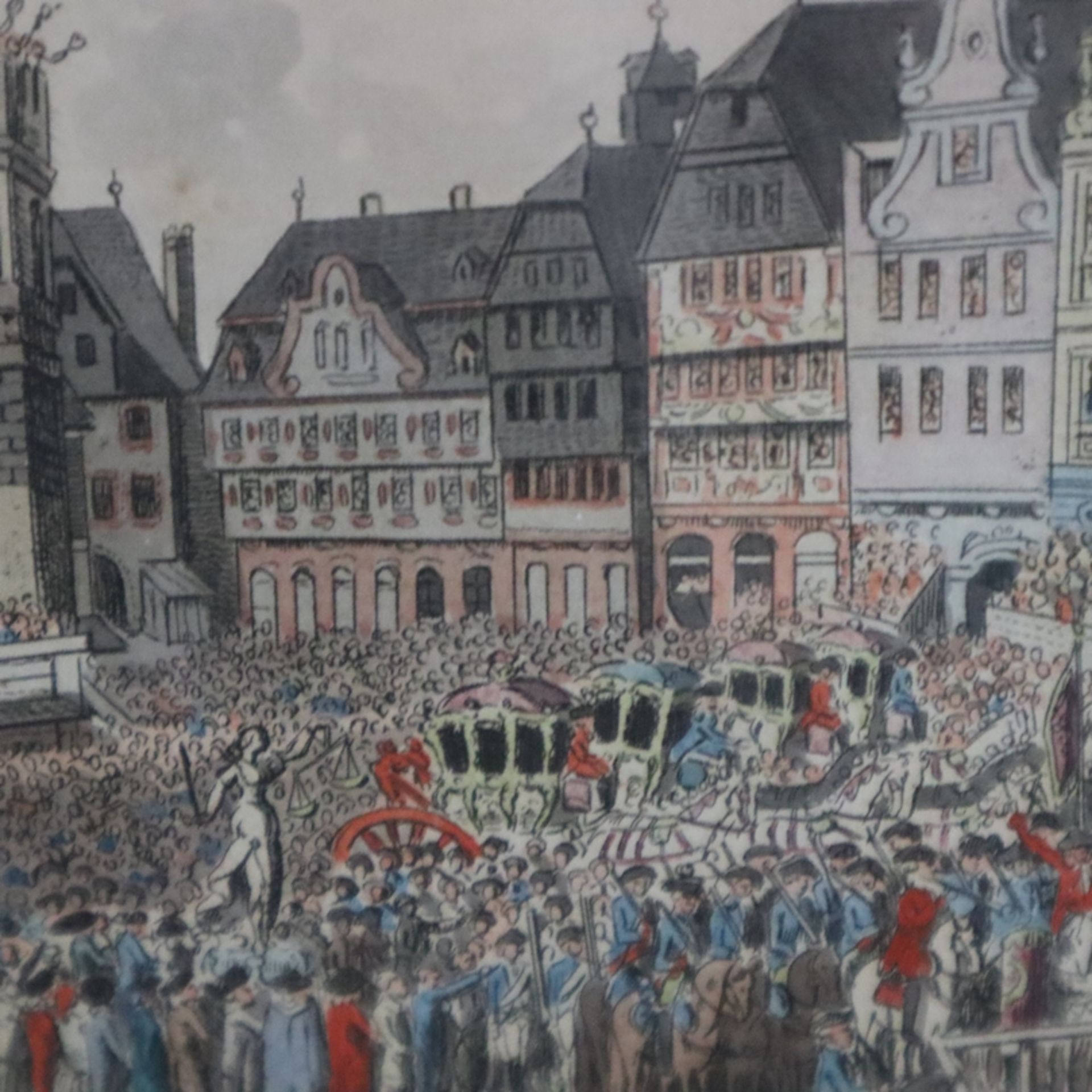 Kaiserkrönung Leopolds II. in Frankfurt am Main - "Der Roemerberg in Frankfurt am Main Am Krönungst - Bild 9 aus 12