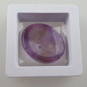 Loser großer Amethyst - 105,05 ct, leicht purpur-gelb, ovaler Cabochon, Maße: 49 x 43,2 x 30,7 mm, 