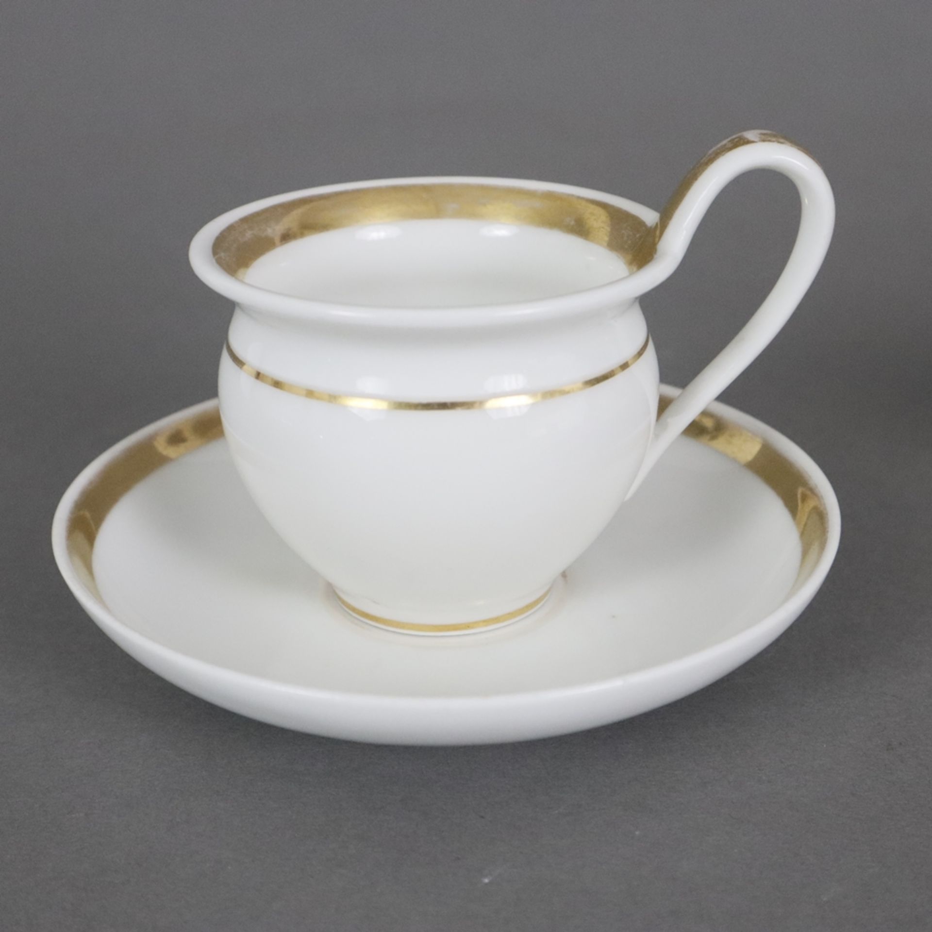 Russische Teekanne und zwei Empire-Tassen - Porzellan, 1x kleine Teekanne, Lomonosov, St. Petersbur - Image 2 of 10