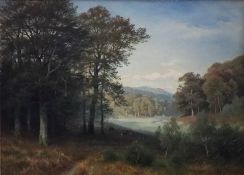 Kessler, Friedrich August (1826 Tilsit - 1906 Düsseldorf) - Blick ins Tal, Öl auf Leinwand, unten r