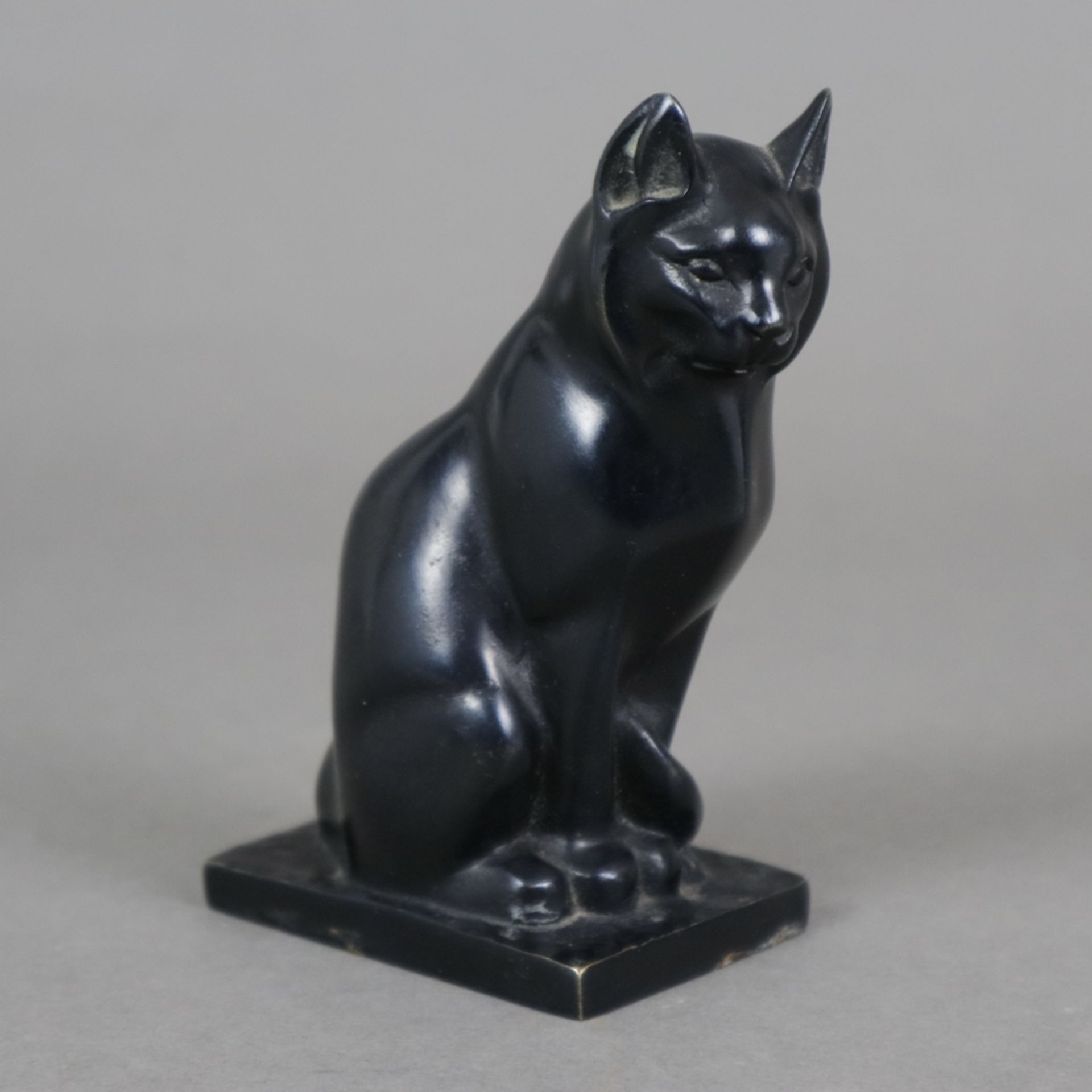 Rochard, Irénée (1906 Villefranche-sur-Saône bis 1984 Paris) - "Chat assis", Bronze, schwarz patini