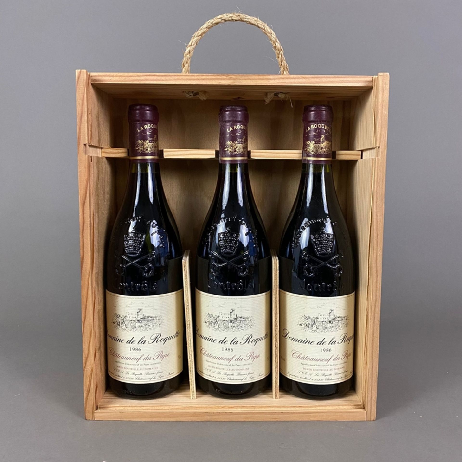 Weinkonvolut - 3 Flaschen 1986 Domaine de la Roquette, Châteauneuf-du-Pape, Rhône, France, 750 ml,