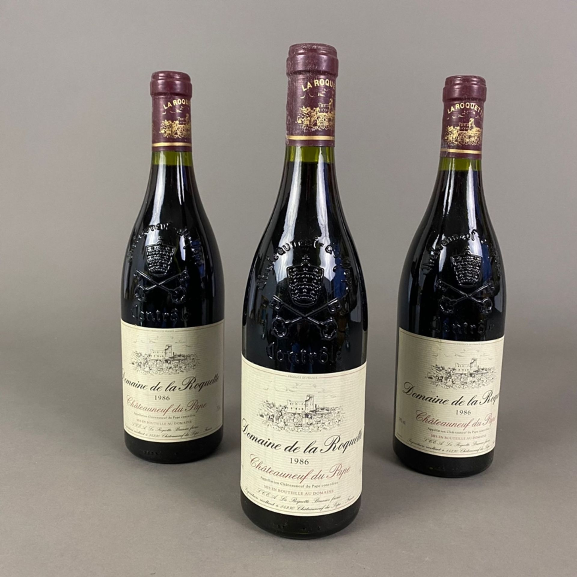 Weinkonvolut - 3 Flaschen 1986 Domaine de la Roquette, Châteauneuf-du-Pape, Rhône, France, 750 ml, - Image 7 of 8