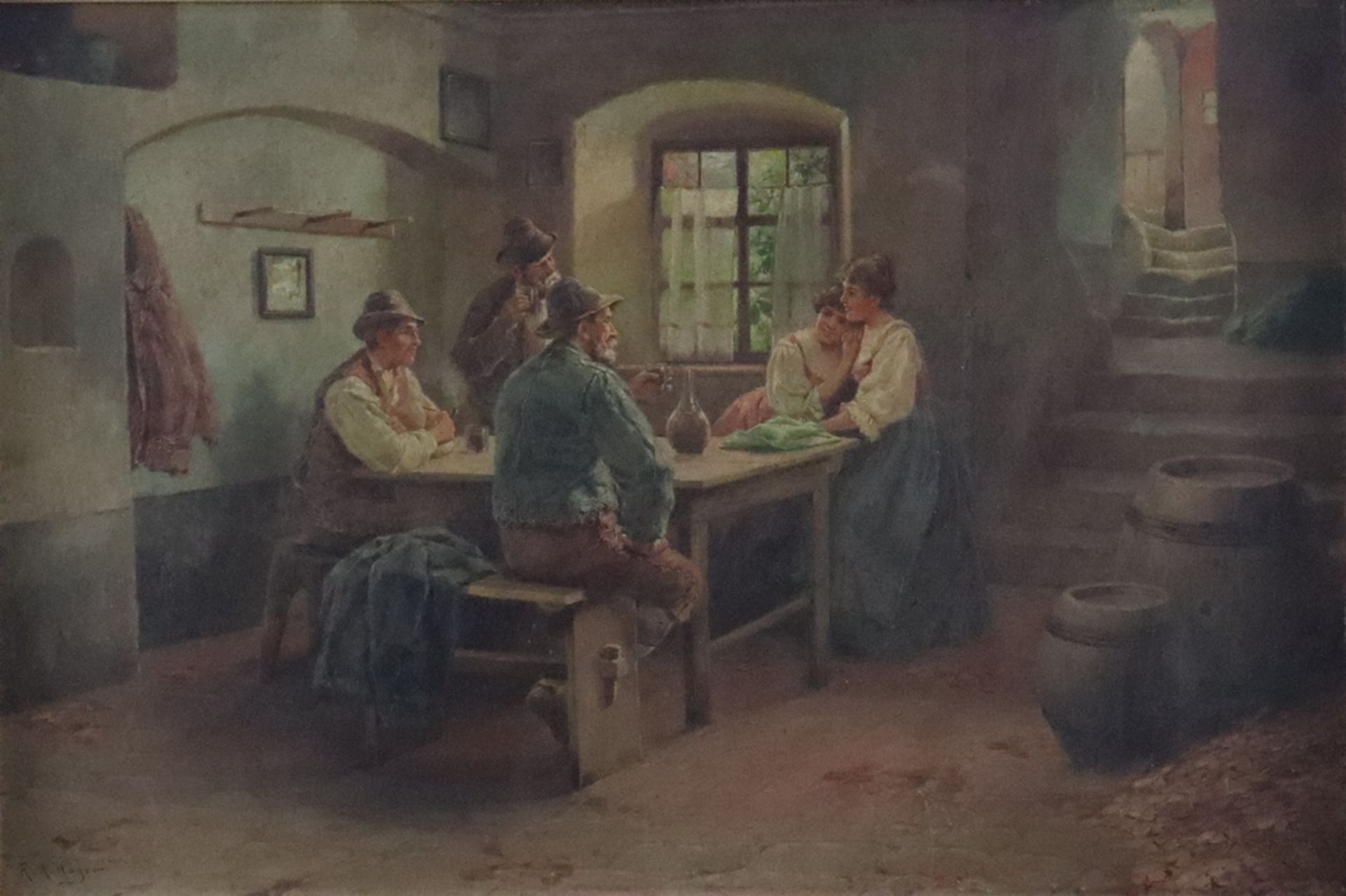 Höger, Rudolf Alfred (1877 Prostejov - 1930 Wien) - In der Weinstube, Öl auf Leinwand, unten links 