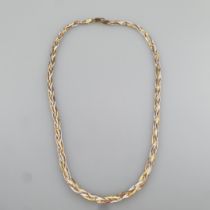 Filigranes Flechtcollier- Gelb-/Rosé-/Weißgold 585/000 (14K), gestempelt, schmales geflochtenes Ban