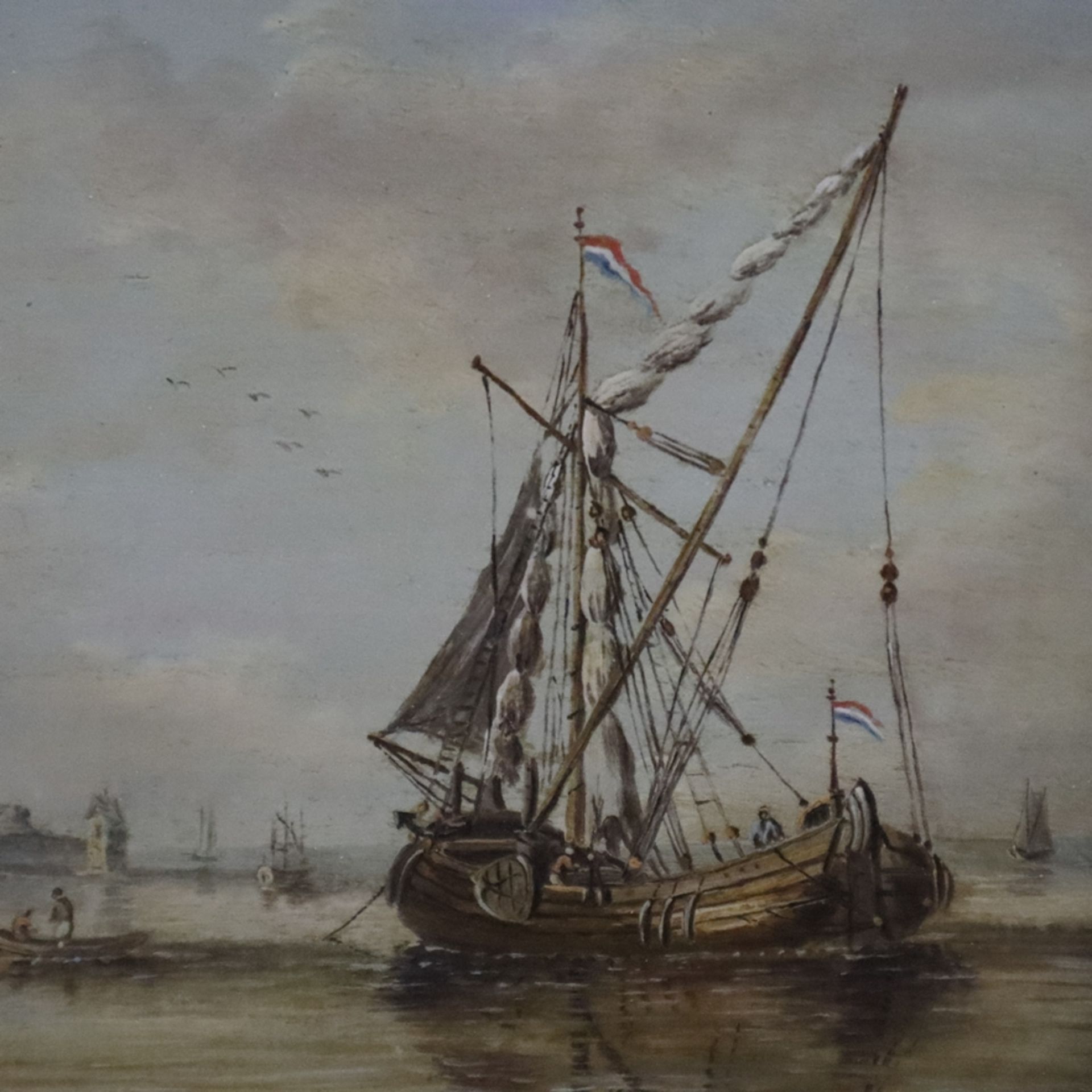 Unbekannte/r Künstler/in -wohl Niederlande 19./20.Jh.- Kleine Hafenszene im Stil von Jacob de Gruyt - Bild 4 aus 14