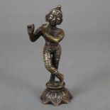 Krishna Venugopala - Indien, helle Bronze, Silber- und Kupfereinlagen, in padavastika (locker gekre