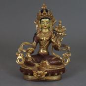 Tara Shyen Migyalwa - Nepal/Tibet, Kupferlegierung vergoldet, kultisch bemalt, in Lalita-Asana auf 