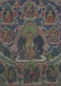 Thangka des Buddha Amitayus - Tibet, 20. Jh., Gouache und Goldfarbe auf Leinen, der Herr des unendl
