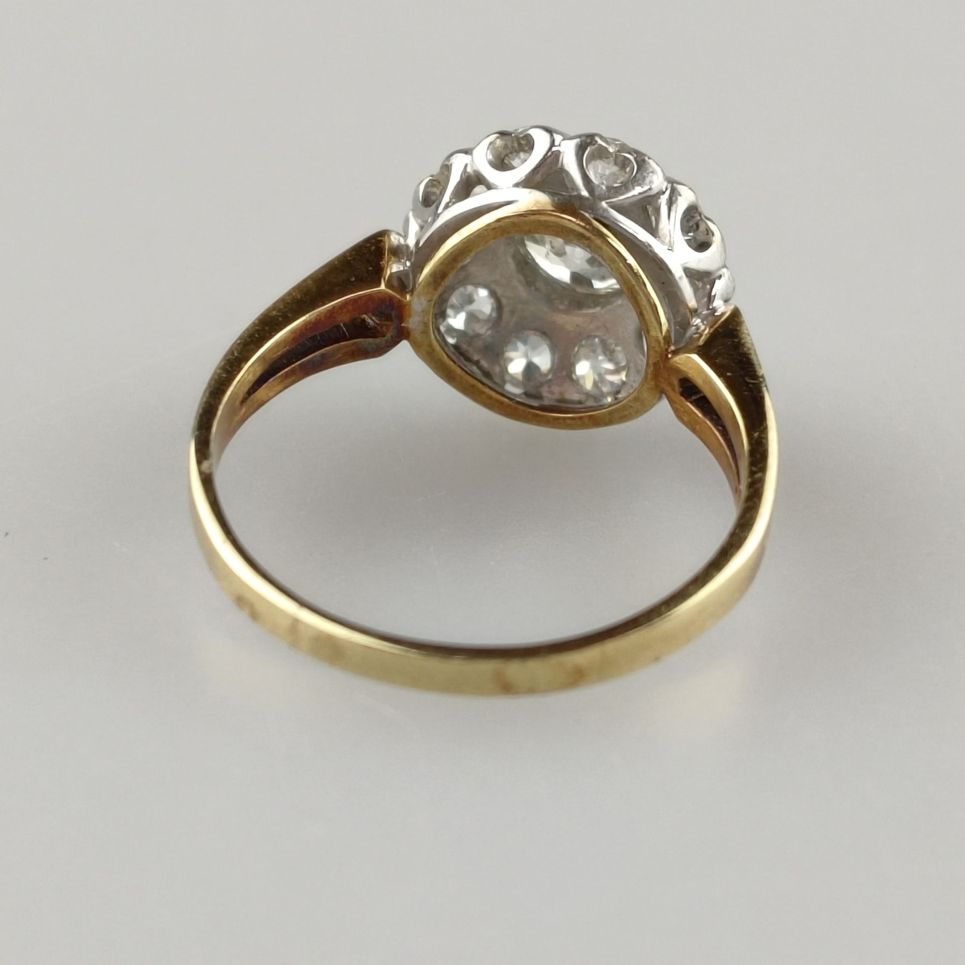 Prunkvoller Diamantring - Gelb-/Weißgold 585/000 (14K), gestempelt, Meistermarke „PJ“, blütenförmig - Image 3 of 6