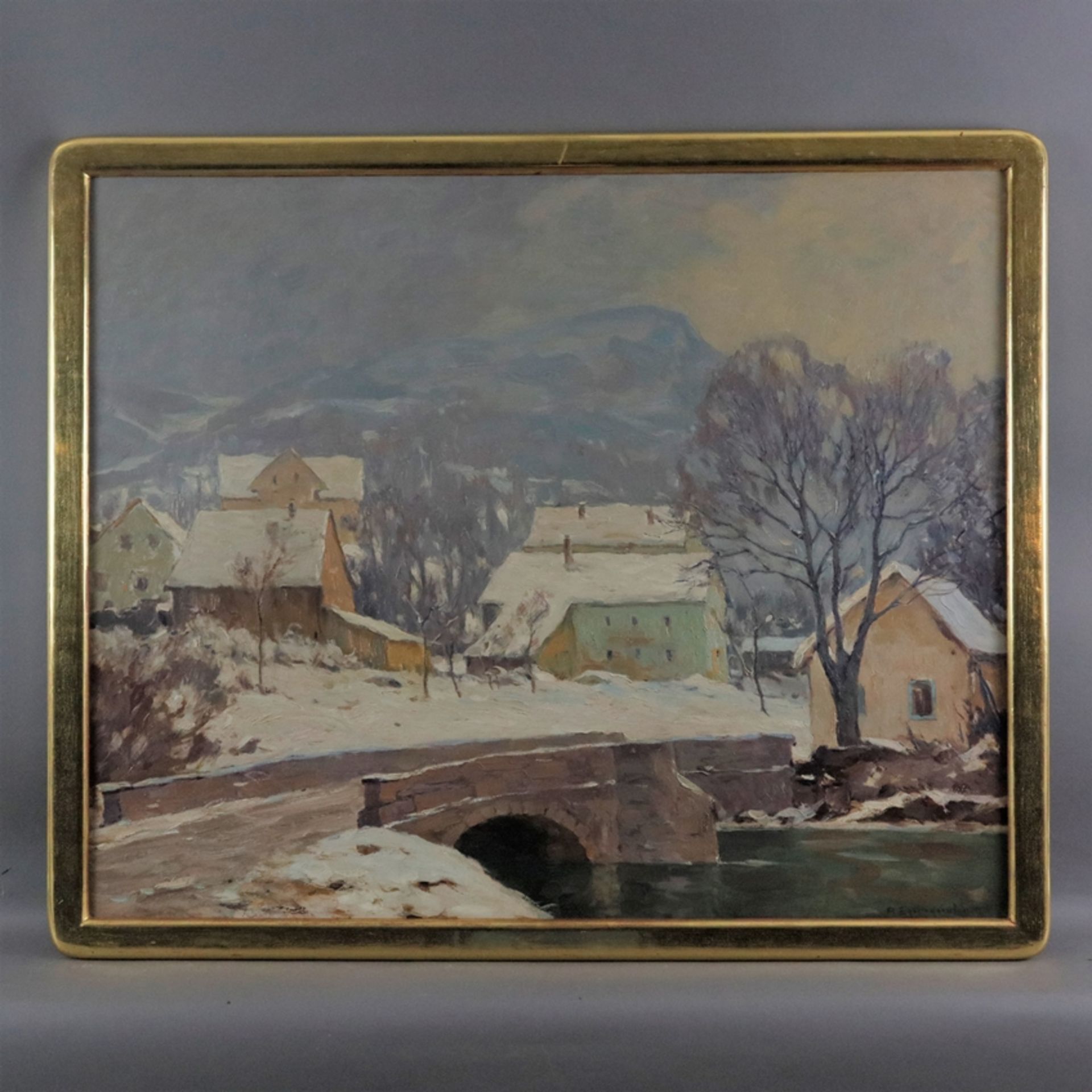 Egersdörfer, Andreas (1866 Nürnberg - 1932 Frankfurt am Main) - Blick auf ein verschneites fränkisc - Bild 2 aus 10