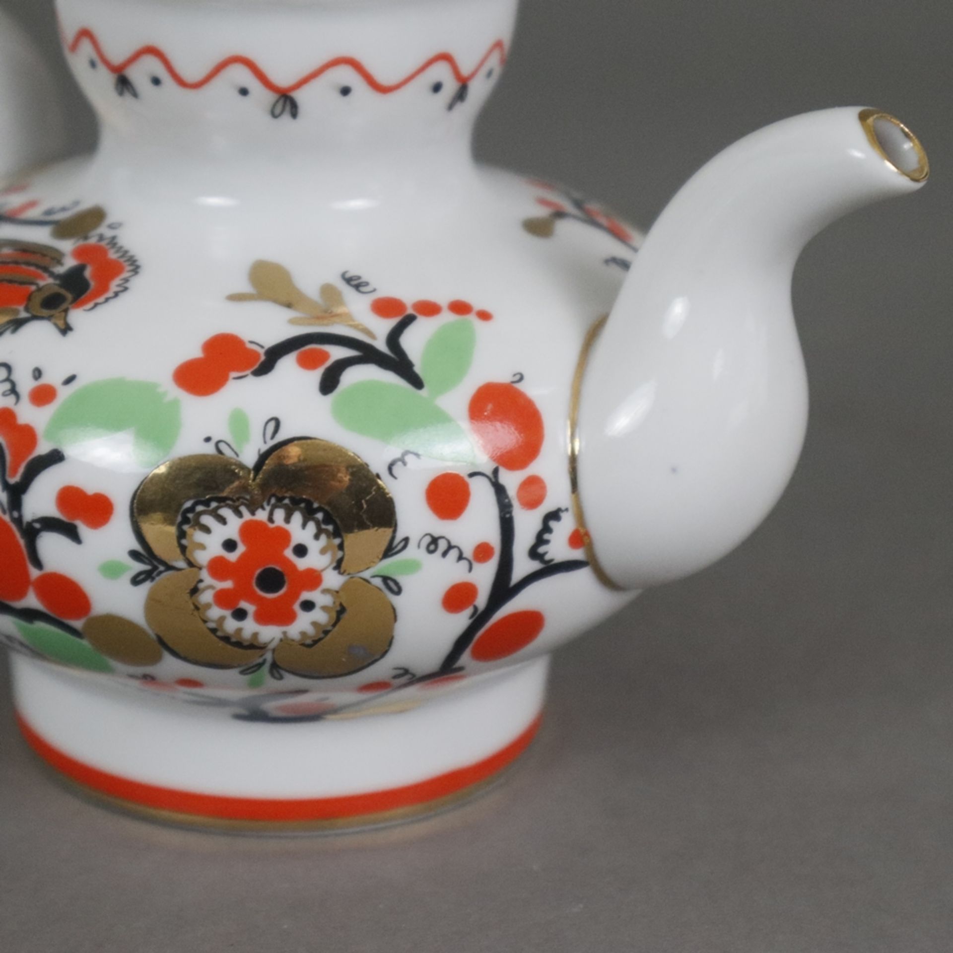 Russische Teekanne und zwei Empire-Tassen - Porzellan, 1x kleine Teekanne, Lomonosov, St. Petersbur - Image 9 of 10