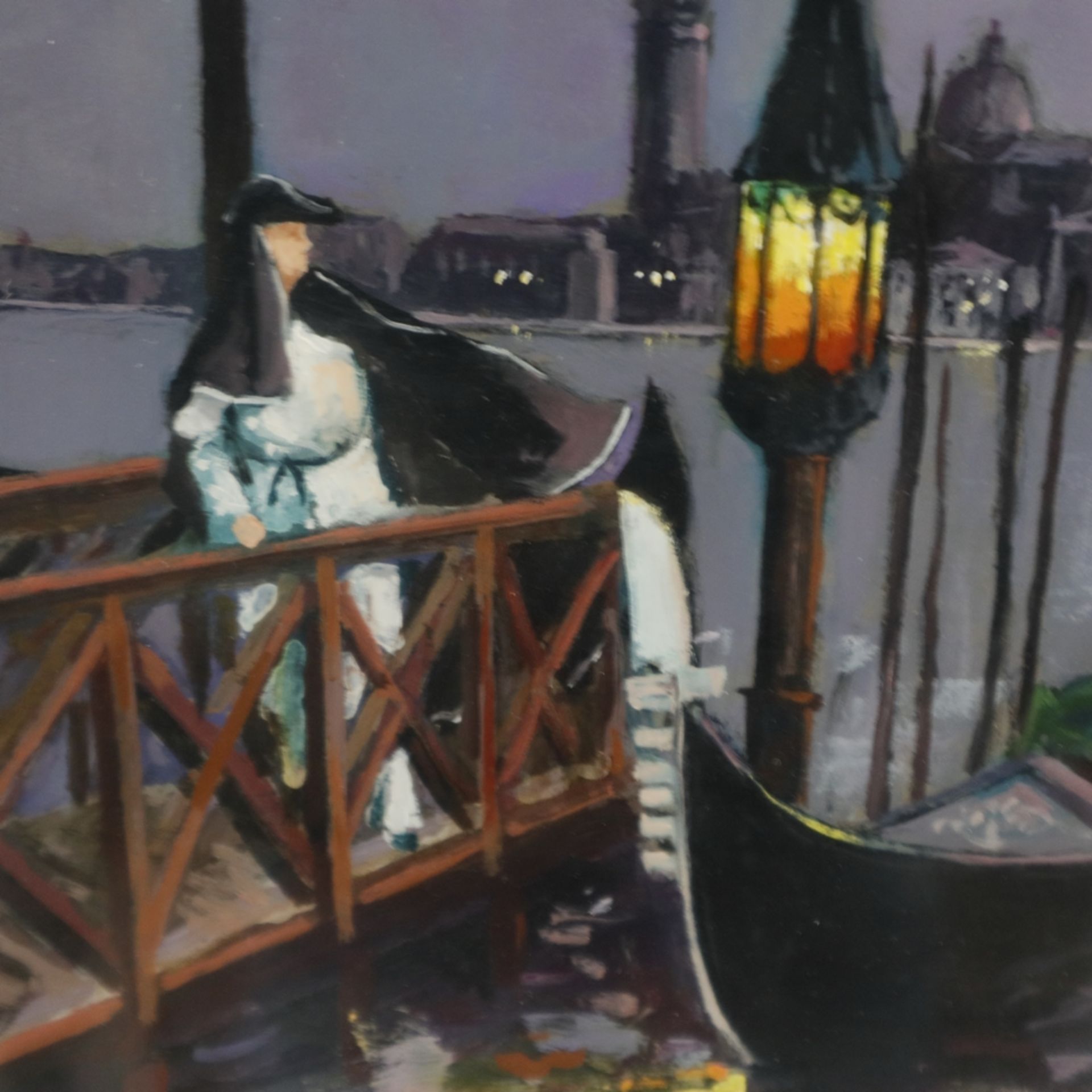 Gianello, Mario (* 1935 in Bologna) - Venezianische Gondeln in sanftem Abendlicht, auf dem von Late - Image 4 of 9